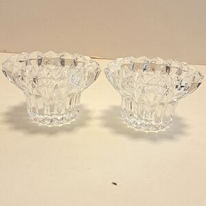 Crystal candle holders(set of 2) tapered 2.25" tall,3.5 dia. 2 " base